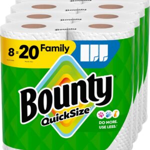 Bounty Quick Size Paper Towels, White, 8 Family Rolls = 20 Regular Rolls