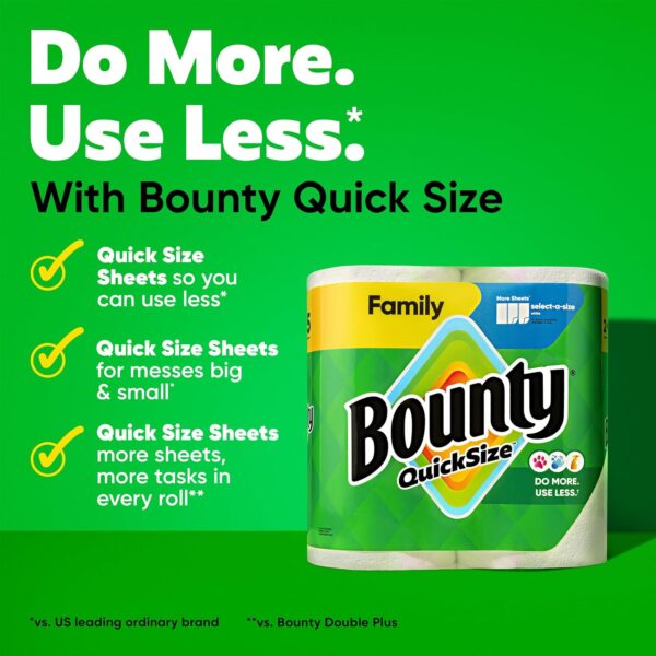 Bounty Quick Size Paper Towels, White, 8 Family Rolls = 20 Regular Rolls - Image 4