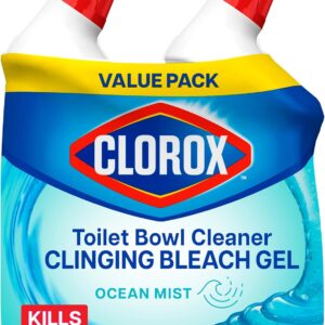 Clorox Toilet Bowl Cleaner, Clinging Bleach Gel, Ocean Mist - 24 Ounces, Pack of 2