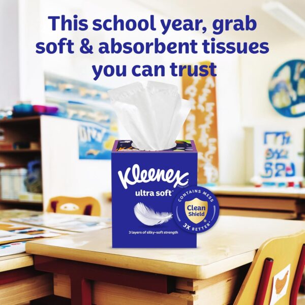Kleenex Ultra Soft Facial Tissues, 4 Cube Boxes, 60 Tissues per Box, 3-Ply (240 Total), Packaging May Vary - Image 4