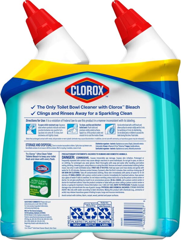 Clorox Toilet Bowl Cleaner, Clinging Bleach Gel, Ocean Mist - 24 Ounces, Pack of 2 - Image 3